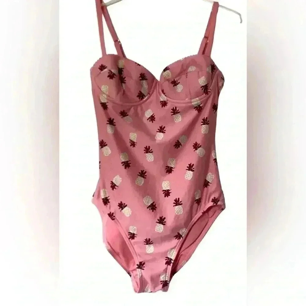 KATE SPADE Pineapple One Piece Swimsuit Apricot Sorbet Laniakea Beach Size S/P